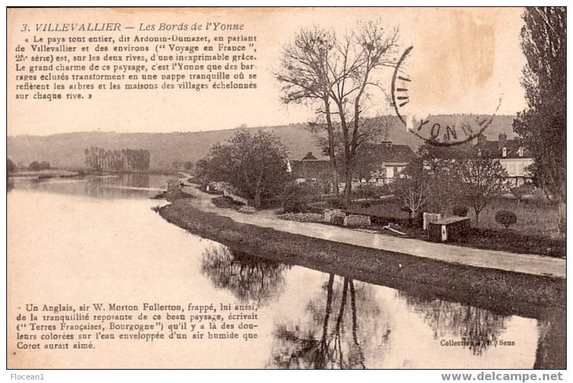 89 - YONNE - VILLEVALLIER - LES BORDS DE L´ YONNE - JOLIE CPA - Autres & Non Classés