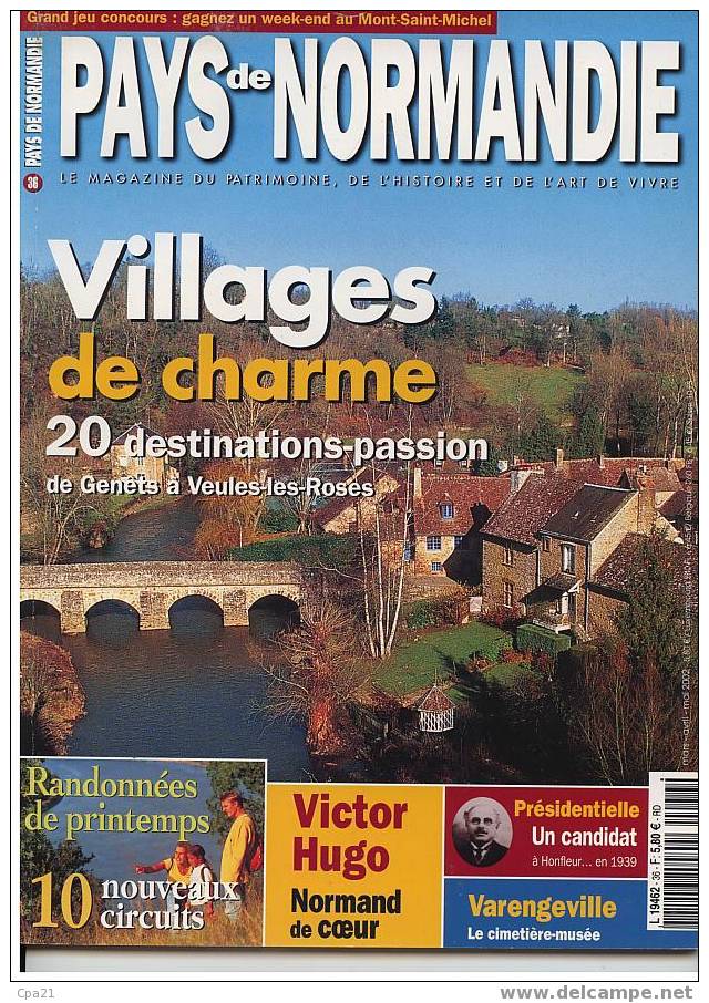 PAYS DE NORMANDIE N°36: Villages De Charme De Genets à Veules Les Roses, V. HUGO Varengeville,. Le Sommaire Est Scanné. - Turismo E Regioni