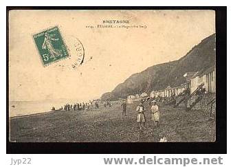 Jolie CP Ancienne Animée Côtes D'Armor 22 Etables La Plage Côté Sud - CAD Arrivée Chatelaudren 27-7-1911 - Etables-sur-Mer