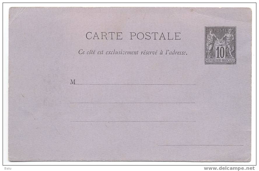 France Entier Postal Yvert No. 89-CP2 Carte Postale Type Sage "exclusivement Réservé" 4 Lignes SD - Cartes Postales Types Et TSC (avant 1995)