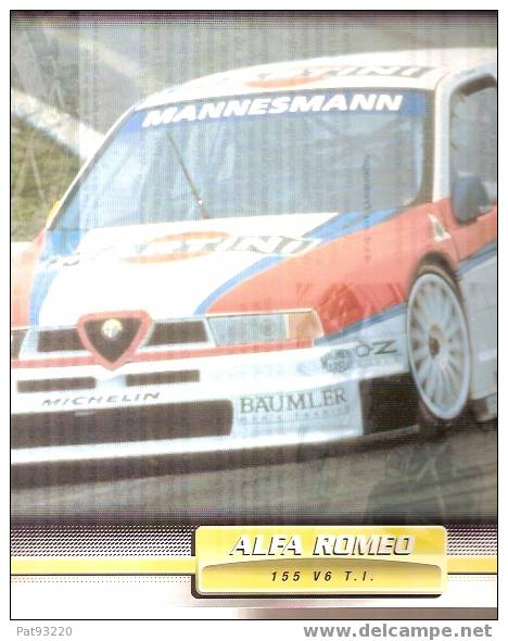 VOITURES De COURSE / ALFA ROMEO / 155 V6 T.I. De 1996  / Fiche Atlas Voir Description - Autres & Non Classés