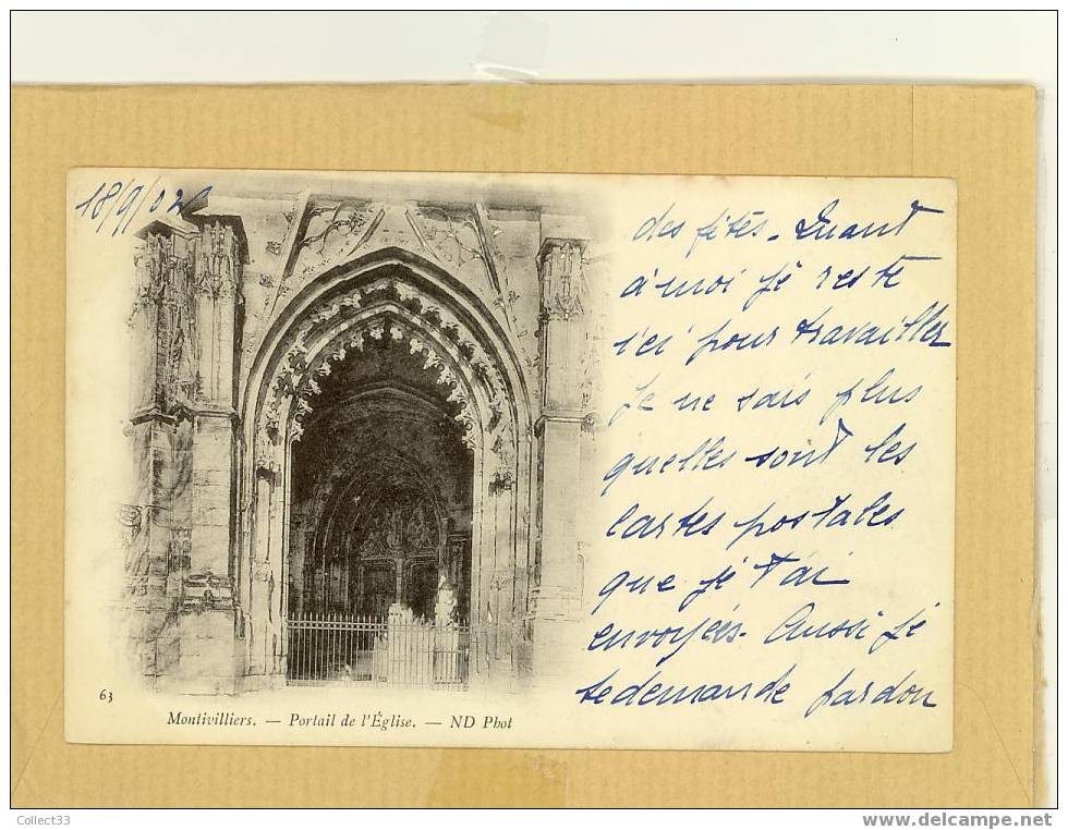 76 - Montivilliers - Portail De L'Eglise - CPA Précurseur ***1902***, Dos Inversé - Ed ND N° 63 - Montivilliers