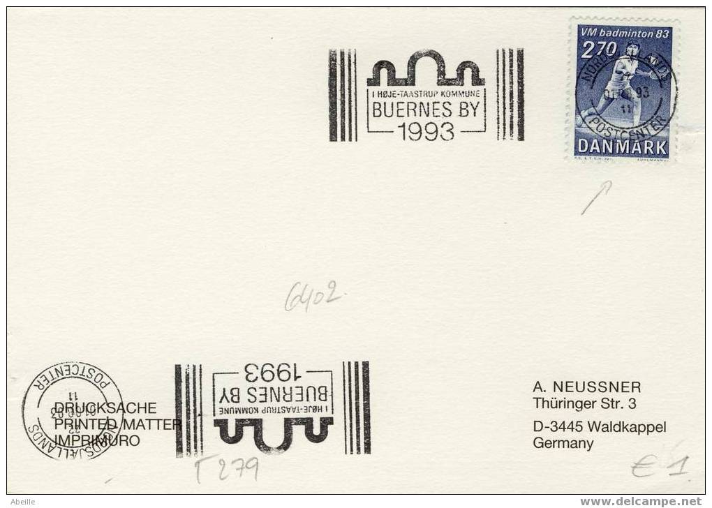 6401  LETTRE DANMARK - Tennis