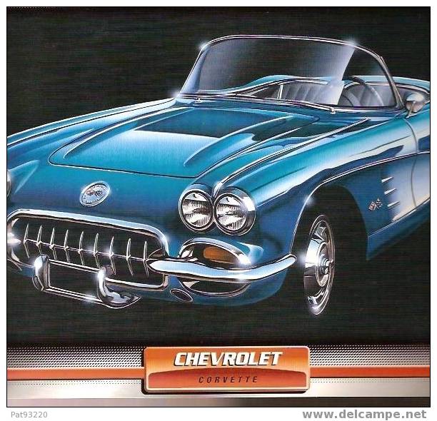 CHEVROLET CORVETTE  ( USA 1958) / Voitures De Sport  / FICHE "Atlas" Voir Description/ - Autres & Non Classés