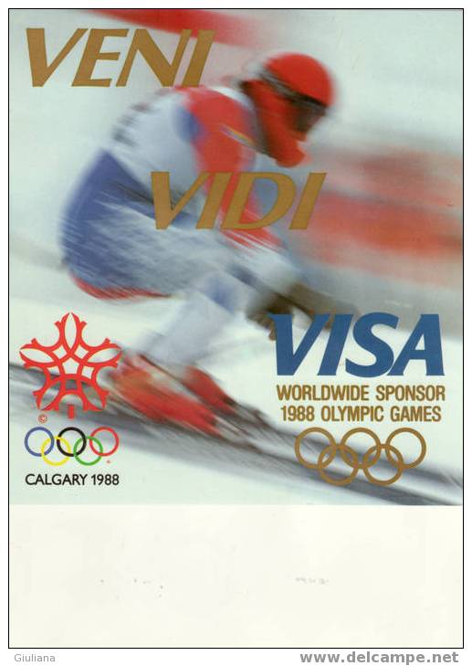 Austria - Maxixards "VISA" Con Due Ann. Figurati Al Retro E 5 Autografi Atleti AustriciCalgary 1988 - Winter 1988: Calgary