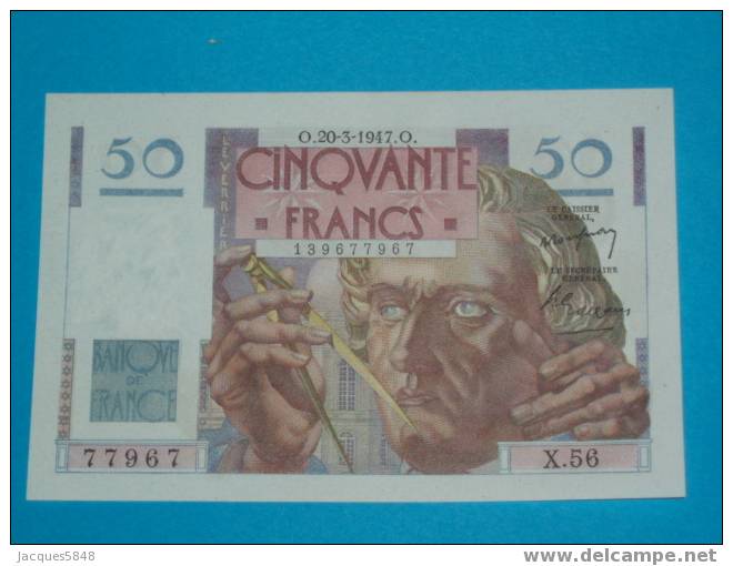 Billet 50fr) Le Verrier - 20/3//47- H.44 - N° 50045  - Pas D´epinglages - Infime Trace De Plis  - Tres Beau Billet - 50 F 1946-1951 ''Le Verrier''