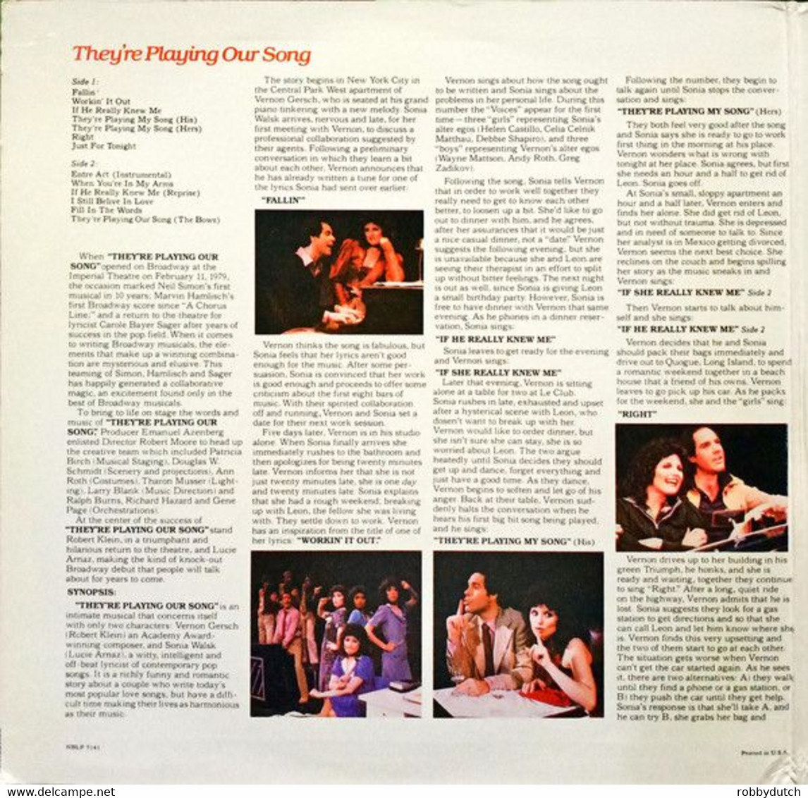 * LP * THEY'RE PLAYING OUR SONG With ROBERT KLEIN & LUCIE ARNAZ (1979 Ex!!!!) - Musicals