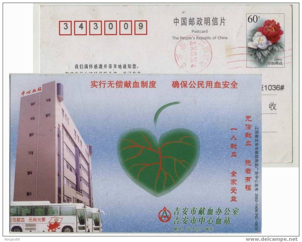 Blood Donation Without Compensation,for Safety Of Blood,CN 03 Jian Blood Station Advertising PSC,blood Drive - Other & Unclassified