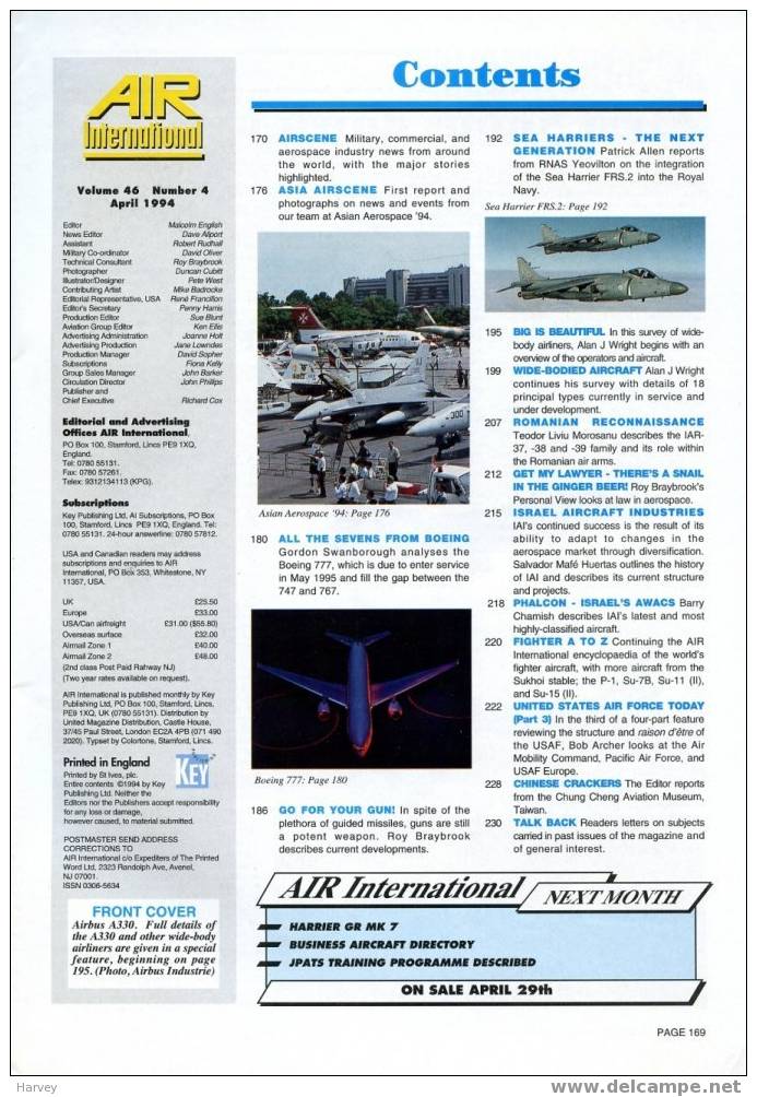 Air International Vol 46 N° 4 Avril 1994 - Transportation