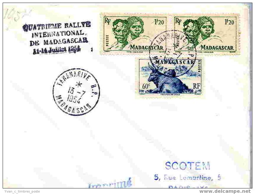 LETTRE MADAGASCAR 13 JUILLET 1954 QUATRIEME RALLYE INTERNATIONAL - Lettres & Documents