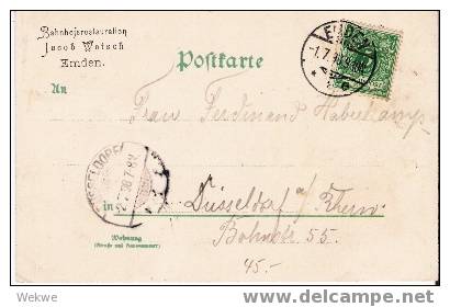 NS019 / Emden – 1898 – Bahnhof Etc. Mit Zudruck Der Bahnhofrestauration - Emden