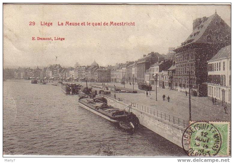 LIEGE La Meuse Et Le Quai De Maestricht (animée)1908 - Amay