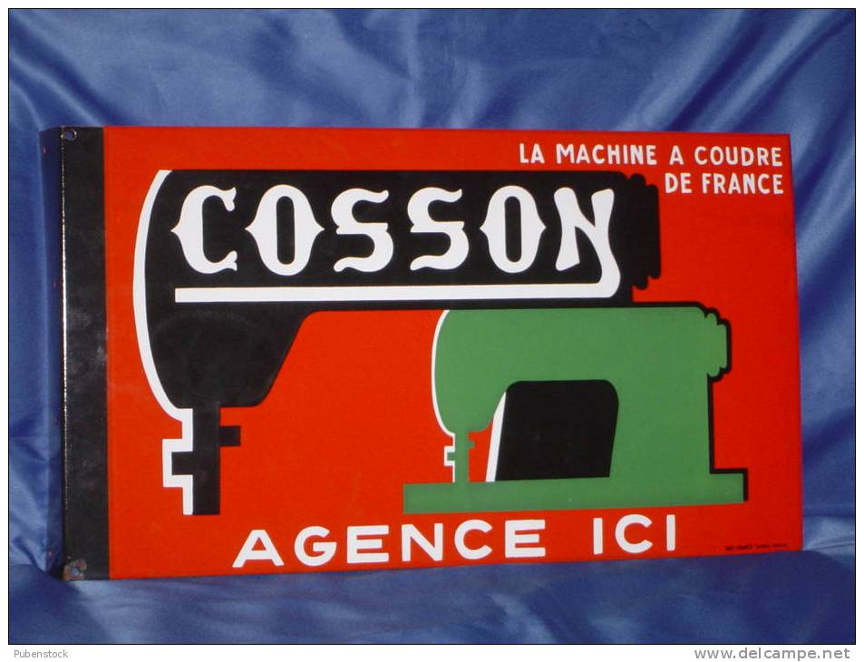 Plaque émaillée "MACHINE A COUDRE COSSON". - Autres & Non Classés