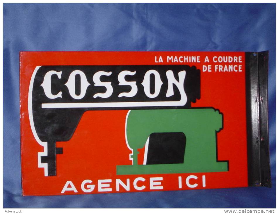 Plaque émaillée "MACHINE A COUDRE COSSON". - Autres & Non Classés