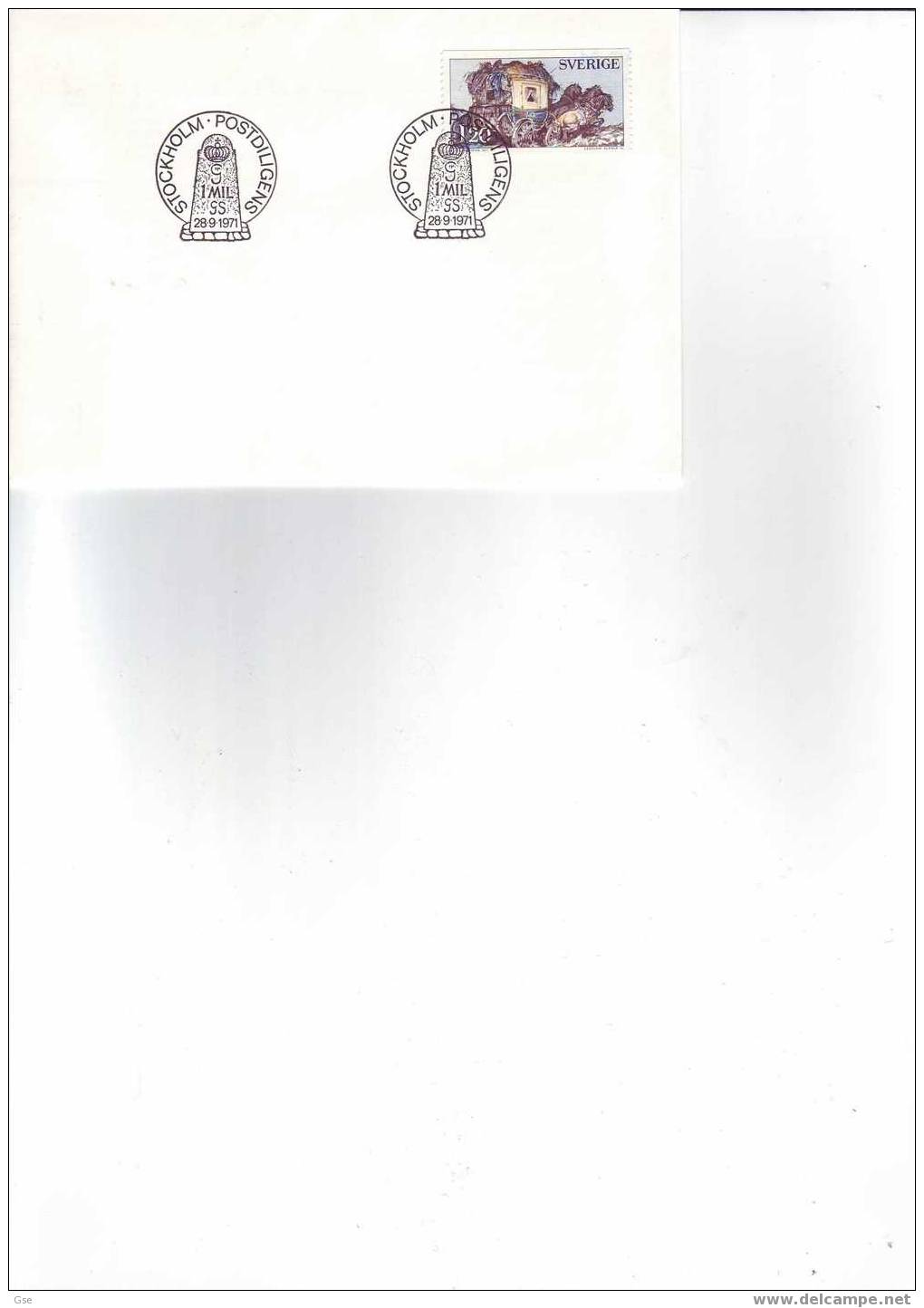 SVEZIA 1971 - FDC - Yvert 695 Annullo Speciale Illustrato - Diligences