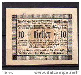 Billet De Banque Autrichien De 10 Heller, 1920 - Autriche