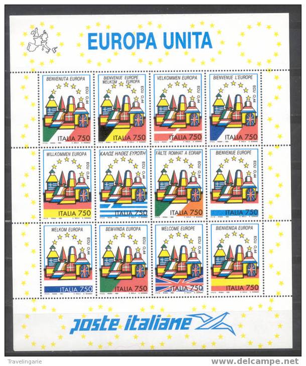 ITALIA ITALY 1993 YV 1987/98 ** MNH Europa Meeloper/Idee Européenne Mitlaufer - 1993