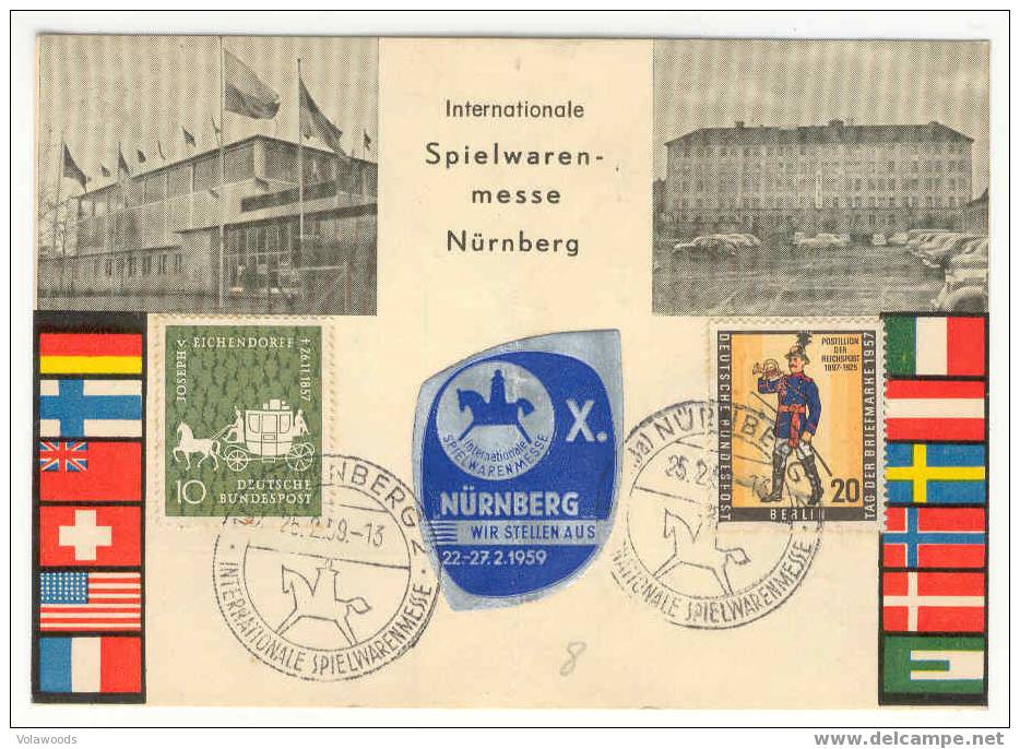 Germania - Cartolina X° Fiera Di Norimberga 1959 Usata Per L´Italia - Kirmes