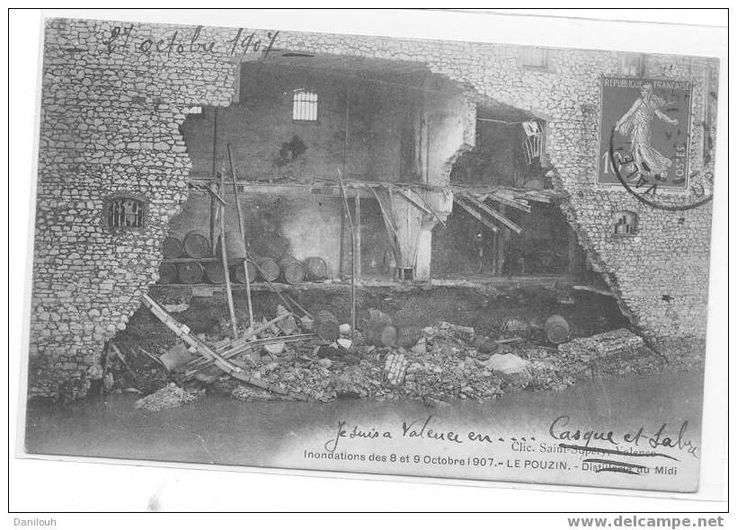 07 // ARDECHE / LE POUZIN / Inondations Des 8 Et 9 Octobre 1907 / Distillerie Du Midi, Cliché St Supéry / - Le Pouzin