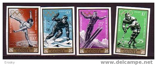 PGL - JEUX OLYMPIQUES 1964 GUINEA Yv N°195/97+AERIENNE ND ** TIRAGE 5000 - Hiver 1964: Innsbruck