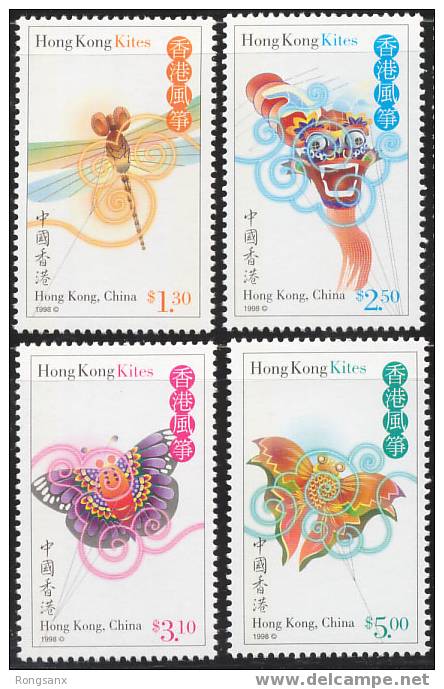 1998 HONG KONG KITES 4V+MS MNH - Ongebruikt