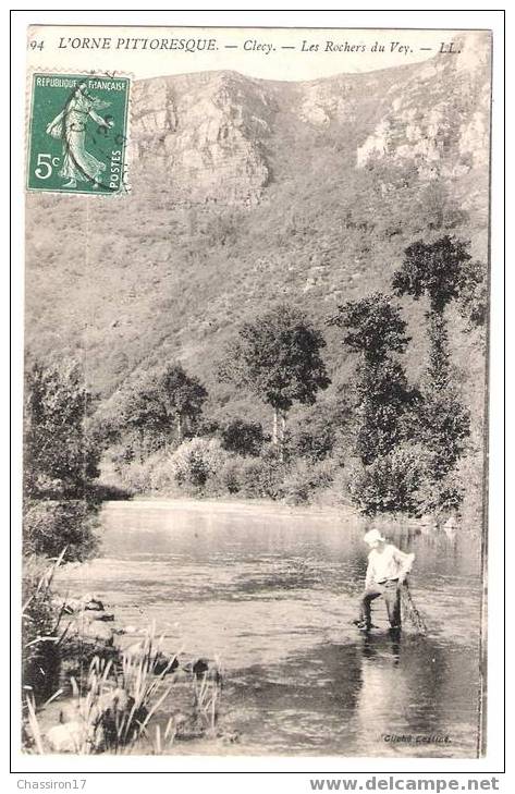 14 - CLECY - Les Rochers Du Vey  (pêcheur à La Nasse) - Clécy