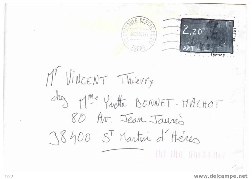 Lettre Avec Faux Timbre (peint Sur L'enveloppe) - Oblitération 18.05.1989 GRENOBLE - Lettres & Documents