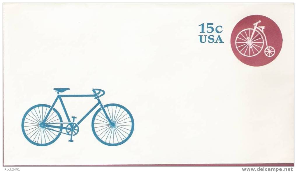 US Scott U597, 15-cent Small Envelope, High Wheeler Bike , Mint - 1961-80