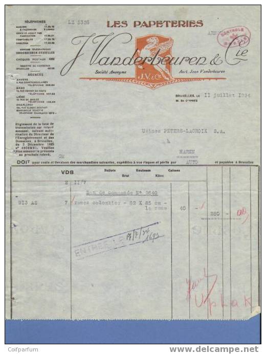 LES PAPETERIES BRUXELLES 1934 (F803) - Imprimerie & Papeterie