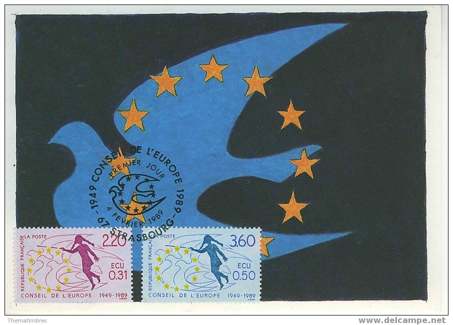 CM1094 Conseil De L Europe ECU Service 100 à 101 France 1989 FDC Premier Jour Maximum - Other & Unclassified