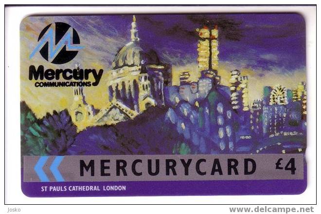 MERCURY CARD ( England ) - Religion - Church - Eglise - Catedral - Cathedrale - ST PAULS CATHEDRAL London - Limited Card - Mercury Communications & Paytelco