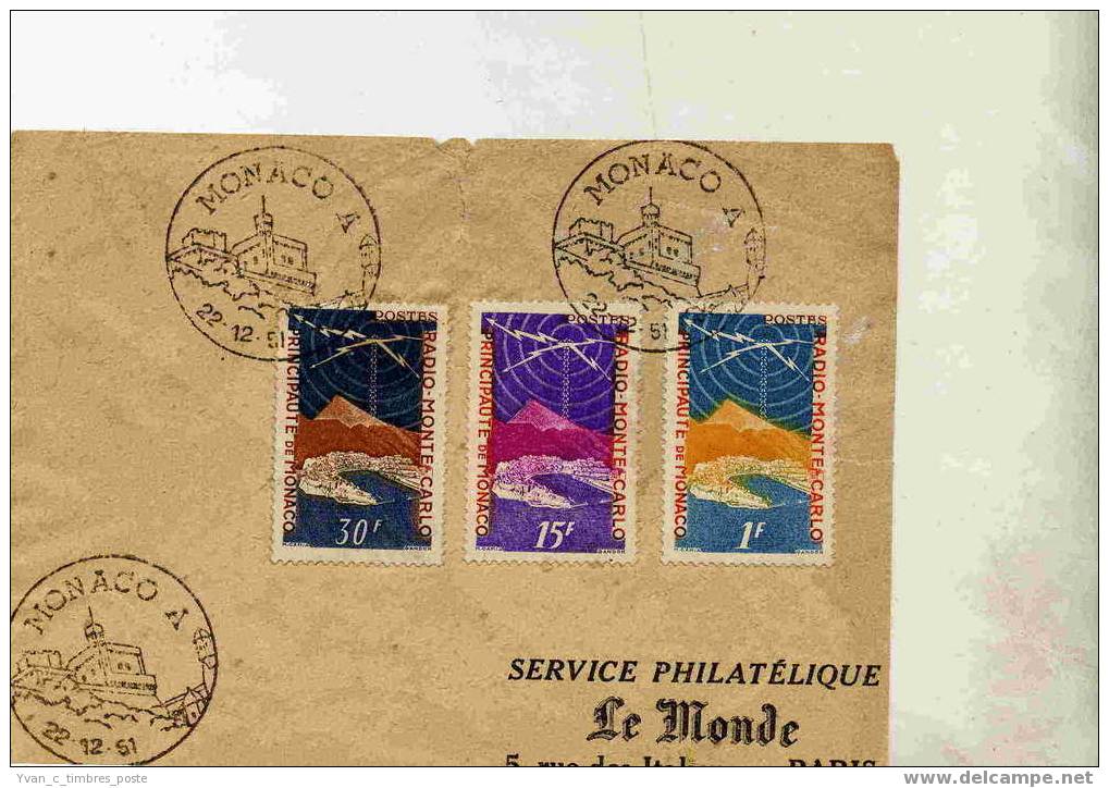 MONACO  FRAGMENT JOURNAL LE MONDE TIMBRES RADIO MONTE CARLO - Marcophilie