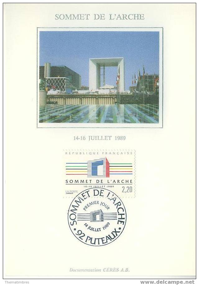 CM1132 Sommet De L Arche Puteaux 2600 France 1989 FDC Premier Jour Maximum - Autres & Non Classés
