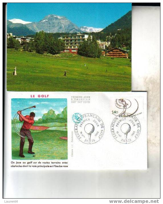 4 Golf Postcard & Cover - 4 Carte De Golf + FDC - Golf