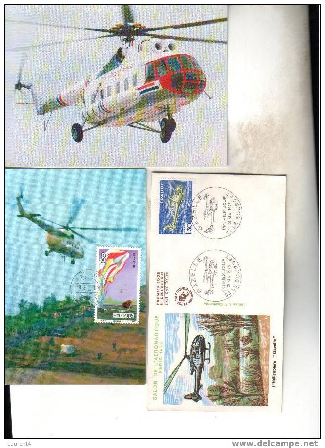 3 Helicopter Postcard +FDC - 3 Carte & FDC D´helicopter - Hubschrauber