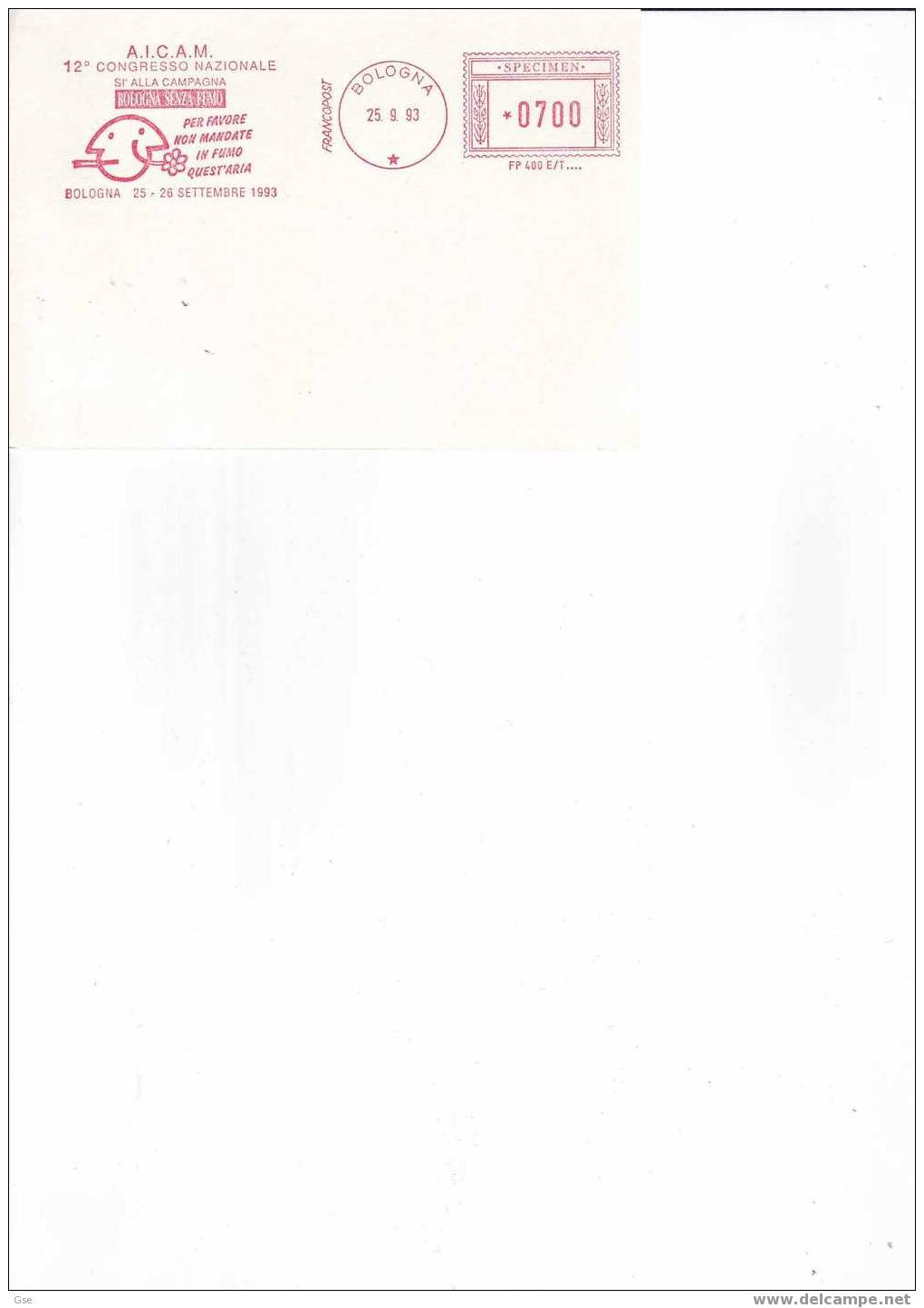 ITALIA 1993 - Cartolina (specimen) - 12° Congresso Contro Il Fumo - Tabak