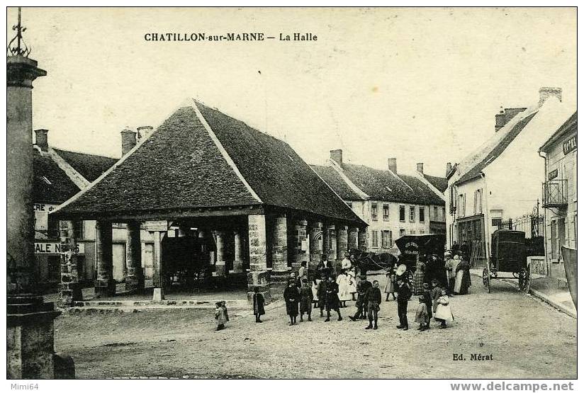 51 .  CHATILLON SUR MARNE . LA HALLE .DILIGENCES -BELLE ANIMATION- - Châtillon-sur-Marne