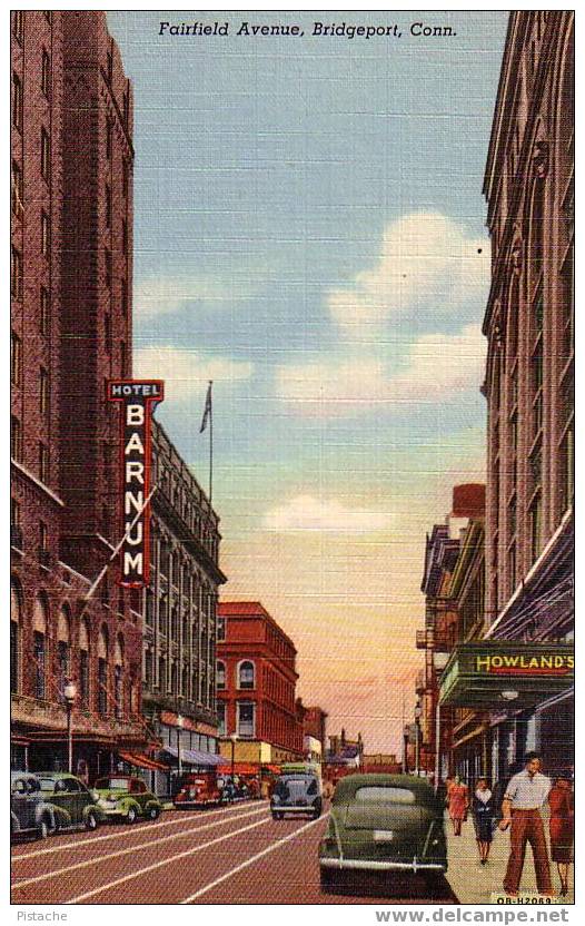 Bridgeport, Conn. - Fairfield Avenue Street Scène De Rue - Vers 1940 - Jamais Utilisée - Animée - Bridgeport