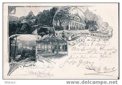 S002/ Kriebstein 1896 – Mit Schloss Und Gasthofwerbung, Gelaufen - Mittweida