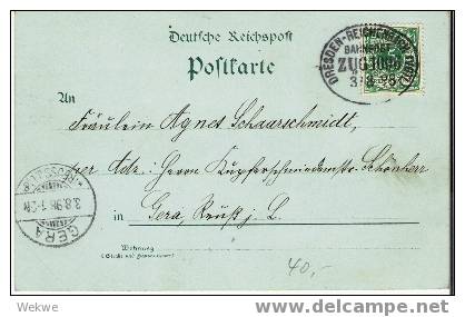 S005 / Oederan – 1898 – 6 Teilansichten – Bahnpostentwertung – - Oederan