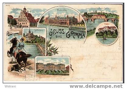 S017 / Grimma – 1899 – Diverse Teilansichten – Brücken, Reiter, Fürstenschule Etc. - Grimma