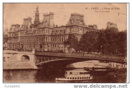 CPA.   PARIS.     L´Hotel De Ville.  1921.   (animée) - Autres & Non Classés