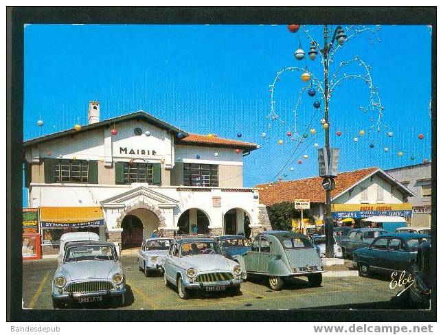 CPSM - Vieux Boucau - La Mairie ( Automobiles Simca Aronde P60 , Citroën 2CV, Renault 8...magasin Bazar Central ...) - Vieux Boucau