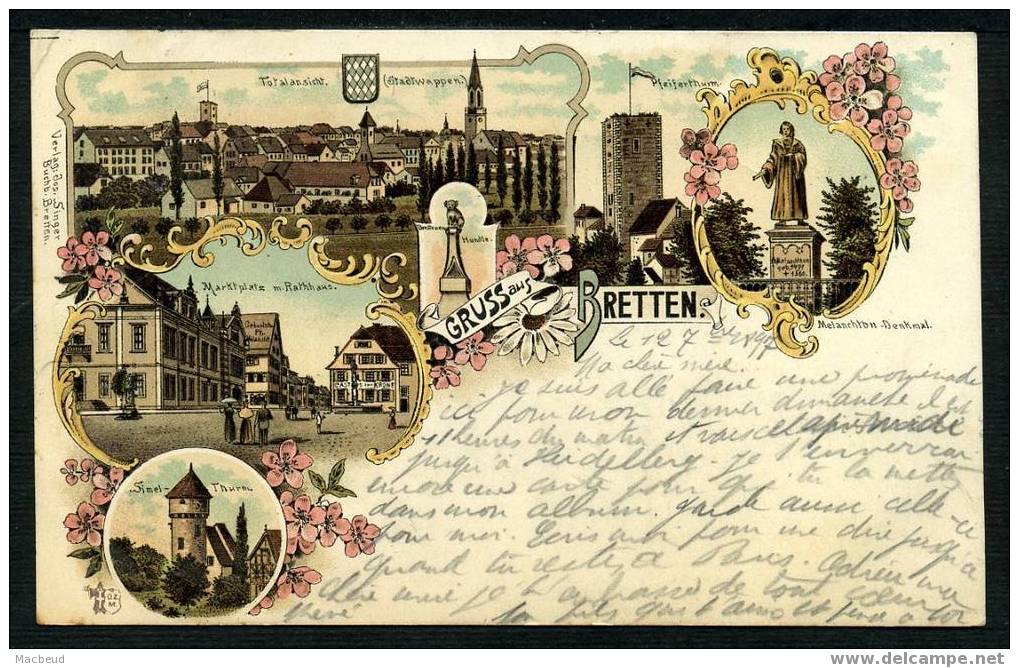 1897 - GRUSS Aus BRETTEN - Litho - Bretten