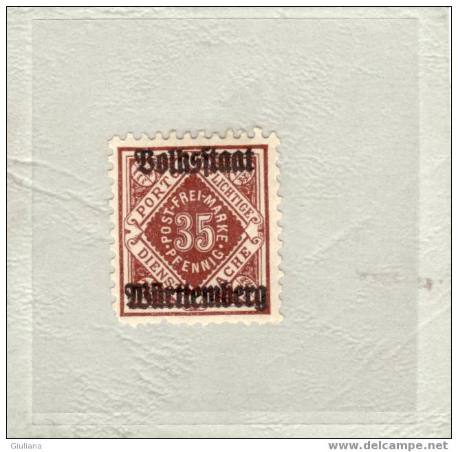 Wurttemberg - N. 98*  (Unificato) 1919  Servizio - Ungebraucht