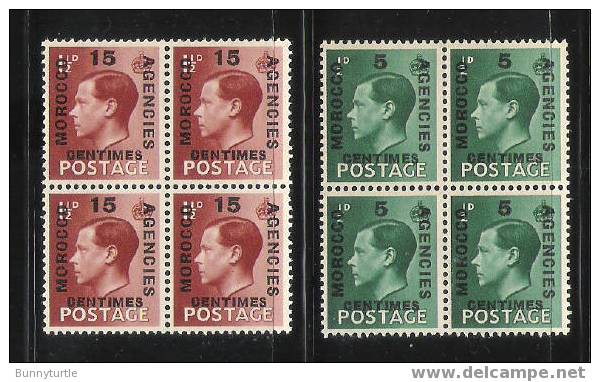 Morocco Agencies 1936 Edward VIII Centimes MNH Blk Of 4 - Bureaux Au Maroc / Tanger (...-1958)