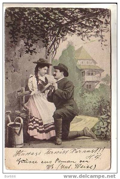 GOOD OLD ROMANTIC POSTCARD - Lovers - Man Ask For Girl Hand - Sendet 1906 - Marriages