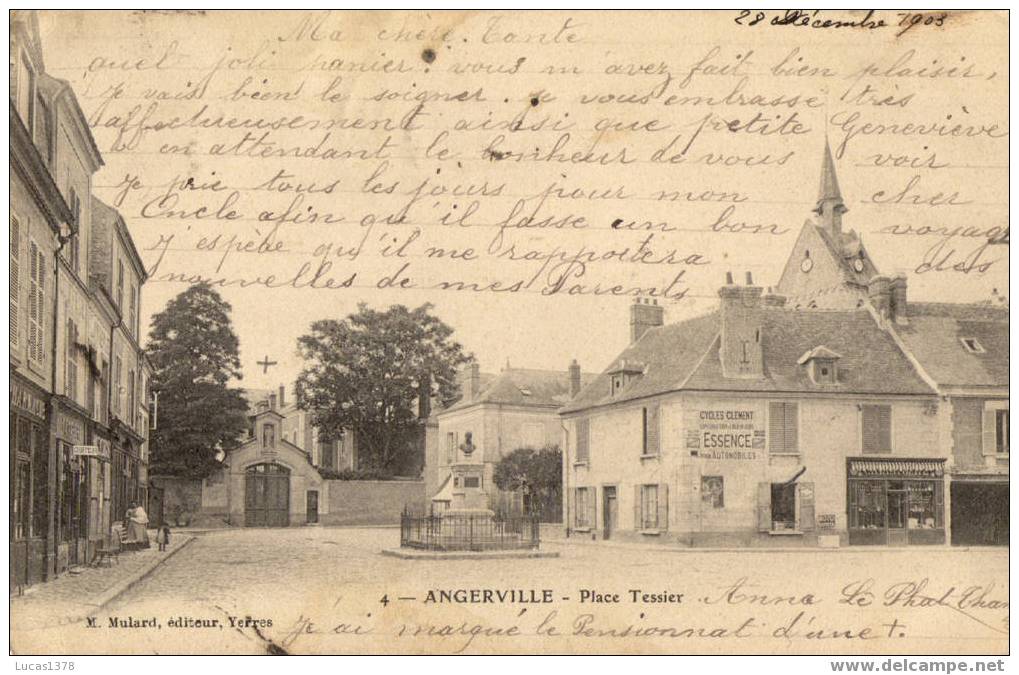 91 / ANGERVILLE / PLACE TESSIER / DOS NON DIVISE / RARE ++ - Angerville