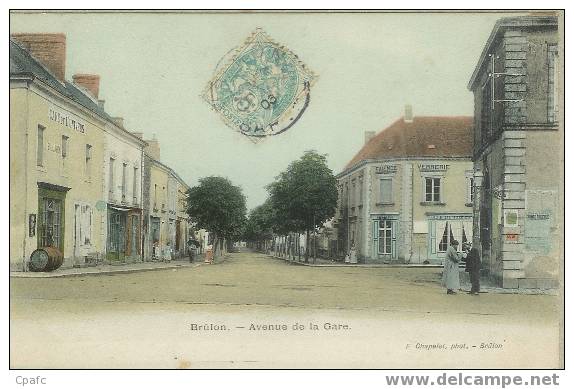 BRULON : Avenue De La Gare  / Café De L'univers Et Cafe Du Commerce - Brulon