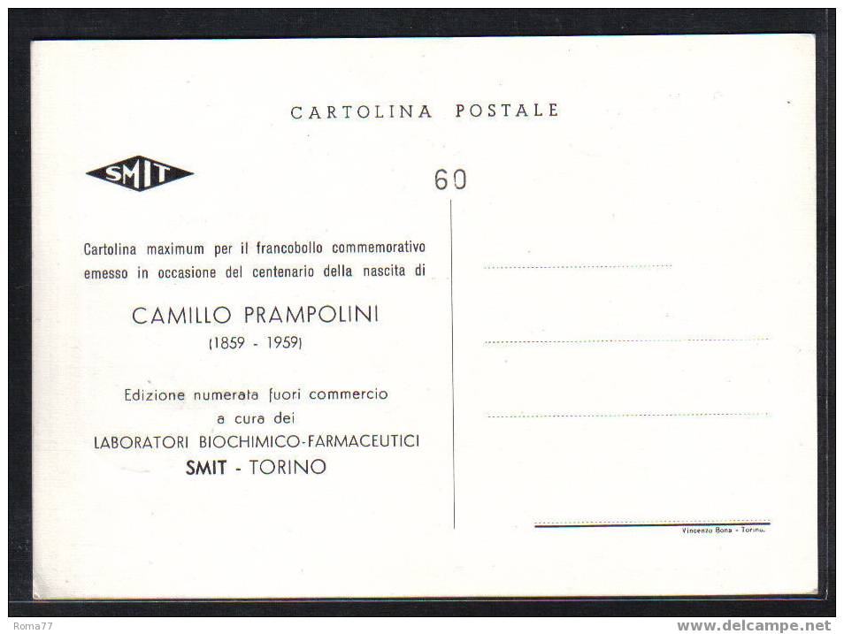 BOL1483 - REPUBBLICA , MAXIMUM Camillo Prampolini  1960 - Maximumkarten (MC)